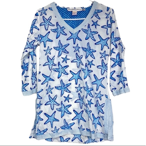 Gretchen Scott Designs Tops - Gretchen Scott blue starfish tunic top. XS